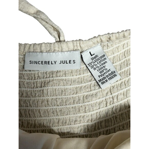 Sincerely Jules Dress Large Linen Blend Ivory Cut Outs Beachy Summer Vacation - Picture 7 of 8